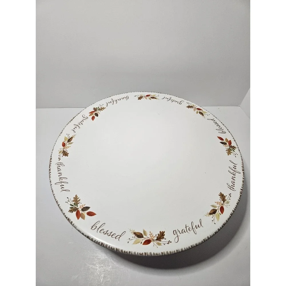 Celebrate It Thankful Blessed Fall Thanksgiving Pedestal Cake Plate Stand 12